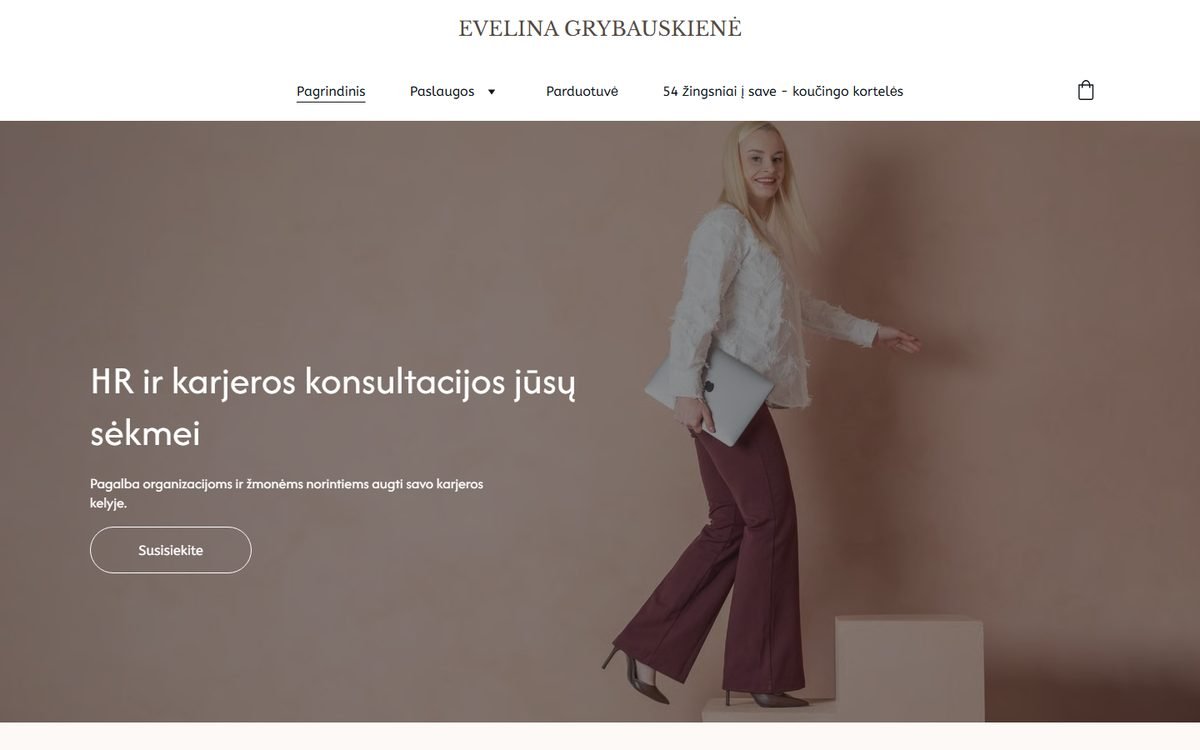 evelinagrybauskiene.lt svetainės pradinis puslapis