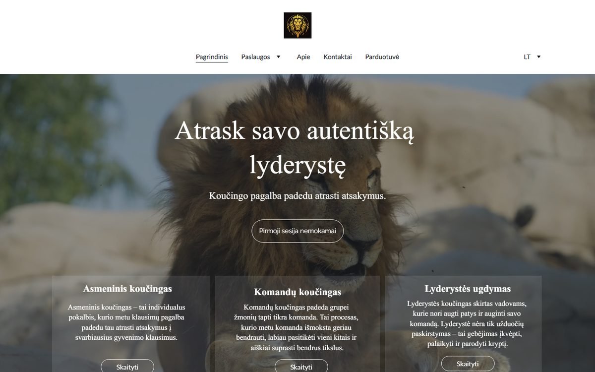 leocoaching.eu svetainės pradinis puslapis
