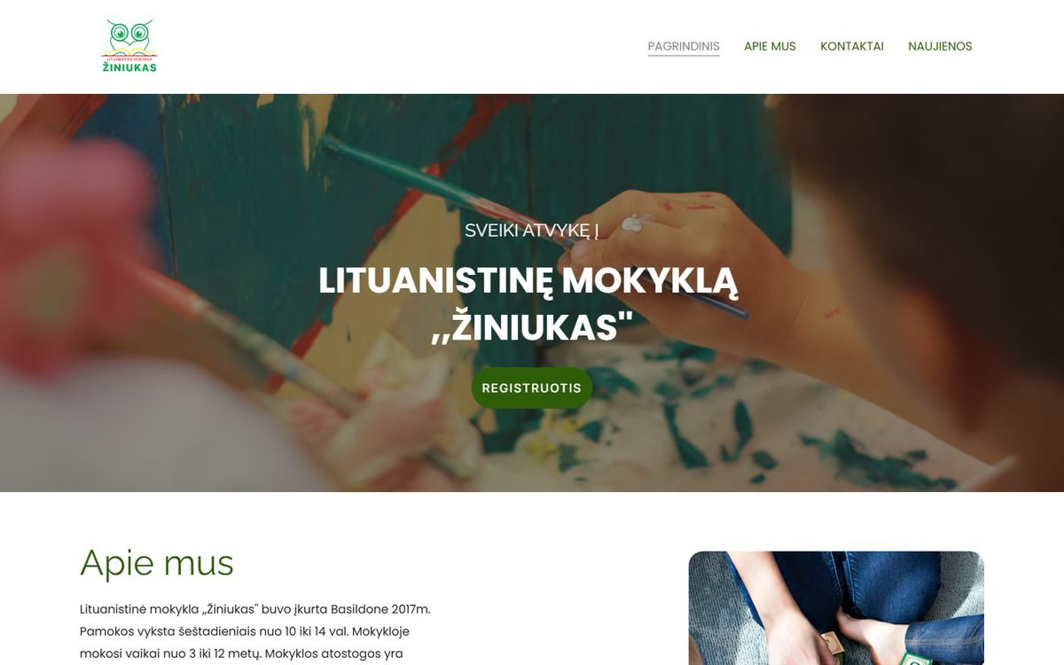 ziniukas.co.uk svetainės pradinis puslapis